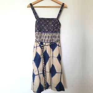 Anthropologie Maeve Magellan Boho / Bohemian Midi Dress with Pockets Size 6